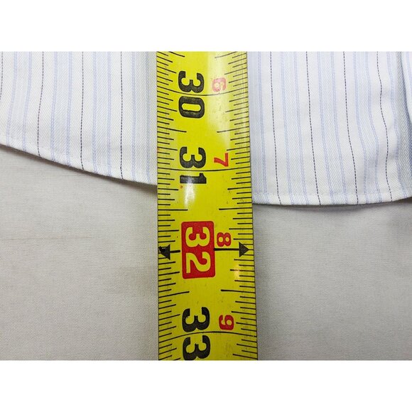 Tasso Elba Spa Iron Free Size 15.5 32-33 Medium Men Blue White Black French Cuff - Picture 8 of 10